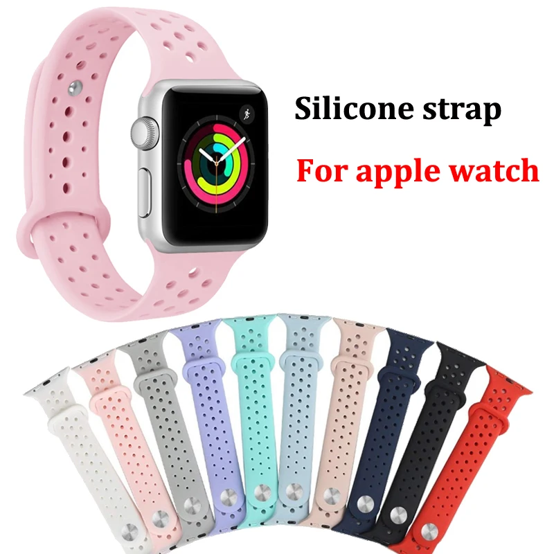 Спортивный силиконовый ремешок для наручных часов Apple watch 42 мм 38 Версия 44 40 iwatch