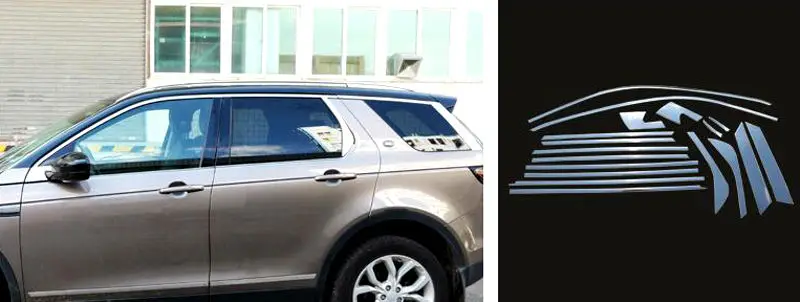 

Stainless Silver Chrome Top+Bottom Full Window Around Frame Sill Trim Covers 18pcs For Land Rover Discovery Sport 2015 2016