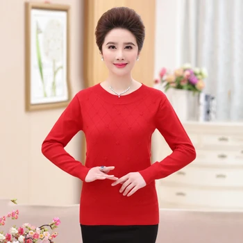 

2020 Autumn Knit Women Sweaters and Pullovers Female Long Sleeve Winter Top Jumper Pull Femme Tricot Black Red Mother Clothes