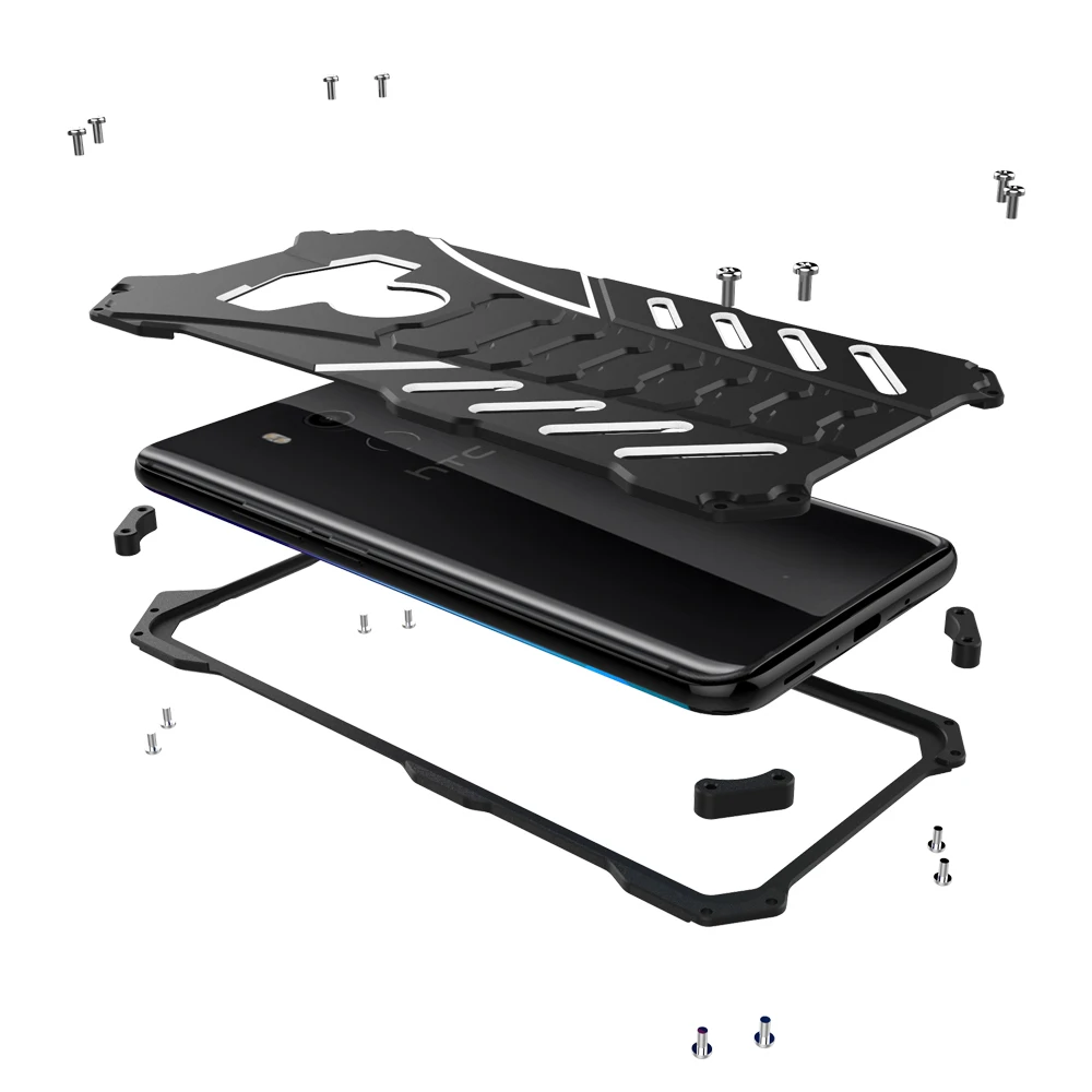 

Premium Aluminum Alloy Case Shockproof Anti-drop Personalized Cool Bat Pattern Design Slim Lightweight Cover for HTC U11 + Plus