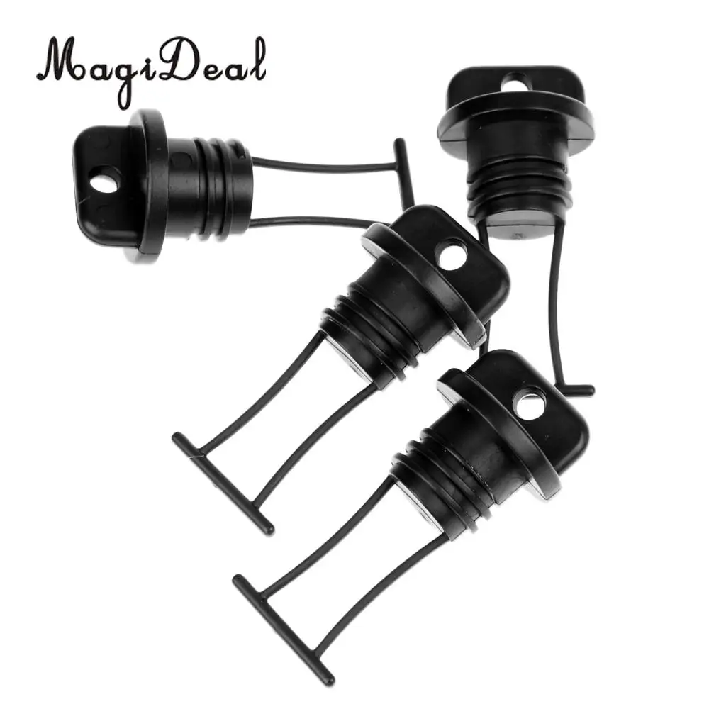 MagiDeal 2 PCS Nylon Kayak Toggle Handle W/ Cord Rope, 4 PCS Plastic Hull Drain Plug Bung for Marine Boat Canoe Kayak Dinghy
