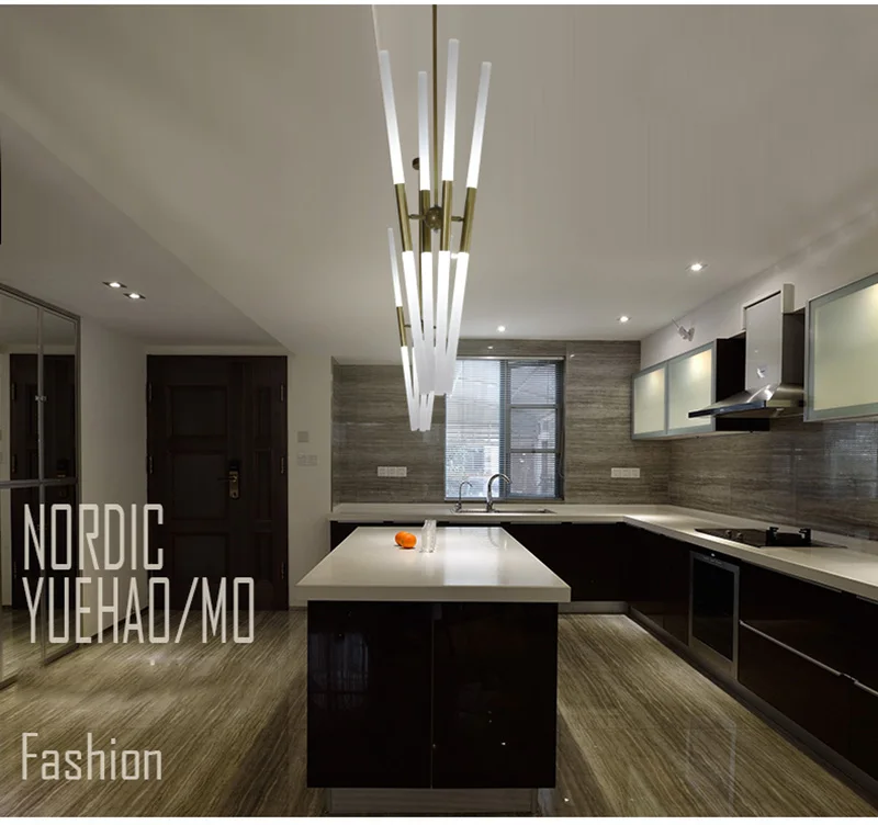 Светодиодный подвесной светильник с длинной трубкой для кухни острова столовой