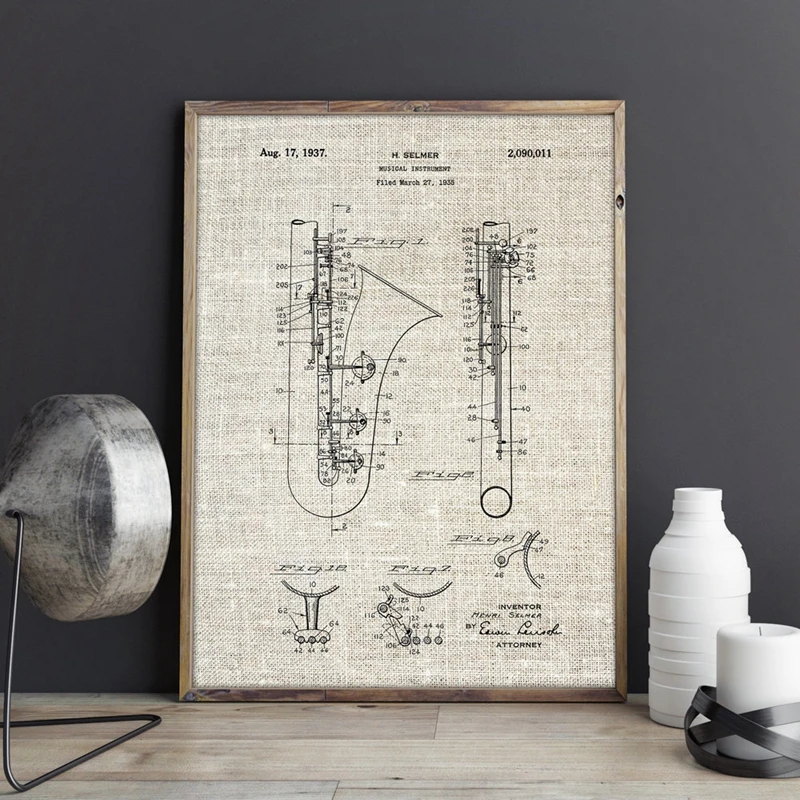 Saxophone Painting Music Room Decor