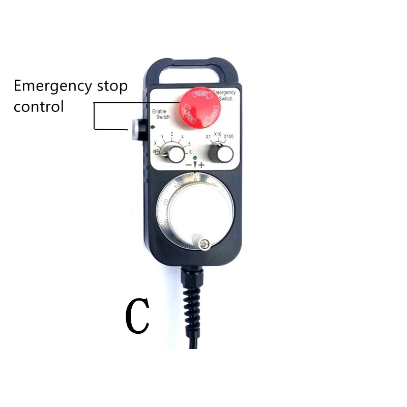 4 6 осевой MPG Универсальный подвесной маховик ручной импульсный генератор 5 в 12 В 24 В с аварийной остановкой для фрезерного станка с ЧПУ - Цвет: C-24V for PLC