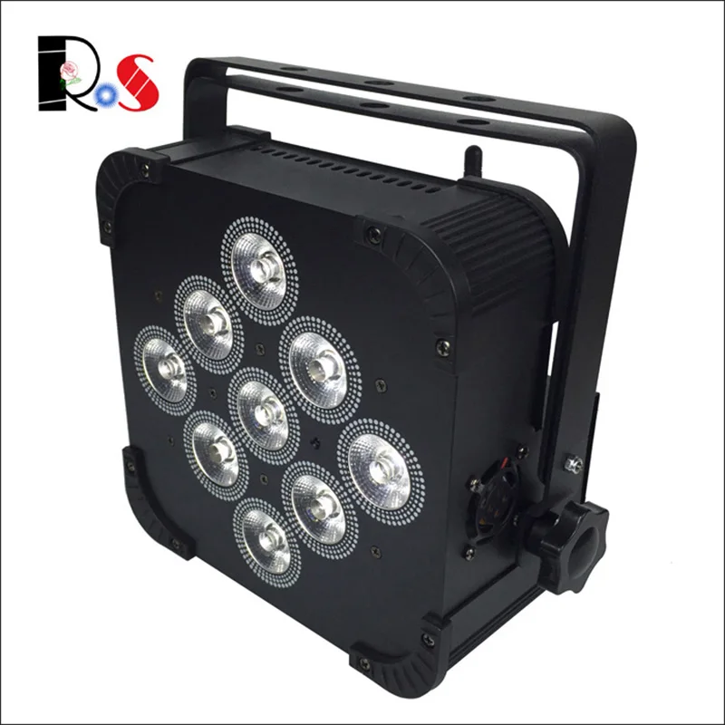 6pcs/lot RGBWA wireless powered battery led flat par can/ rechargable