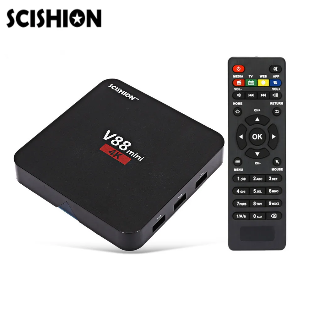 

SCISHION V88 mini Smart TV Box 4 Core Android 5.1 Set-top Box 1GB 8GB RK3229 H.265 32Bits 4K Smart Media Player PK X92 X96 A95X