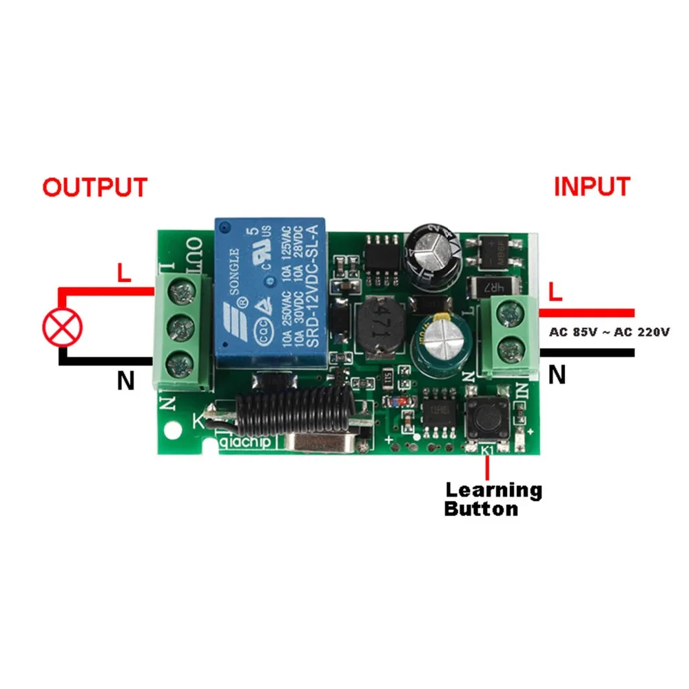 QIACHIP Универсальный 433 MHz Беспроводной удаленного Управление переключатель AC 85 V 110 V 220 V 1CH RF 433 MHz реле модуль приемника для выключателей света