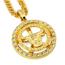 Chicago Bulls Collar de Hip Hop de Los Hombres de La Joyería Fresca Del Regalo Cadena de Oro Grandes Collares pendientes 2016 de Moda Para Hombre joyería Collier