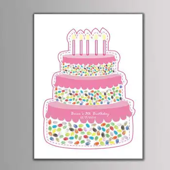 

Personalized names and date Birthday cake DIY Fingerprint Guest Book with Inkpads for birthday party kids baby shower Decoration