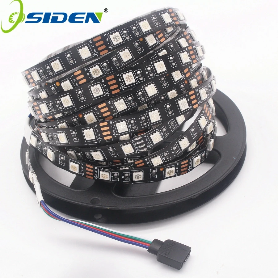 OSIDEN 5 м черный PCB RGB 5050 светодиодный скотч белый/теплый белый/синий СВЕТОДИОДНАЯ лента SMD 5050 DC12V IP20 без водонепроницаемости 60 Светодиодный/M светодиодный шнур