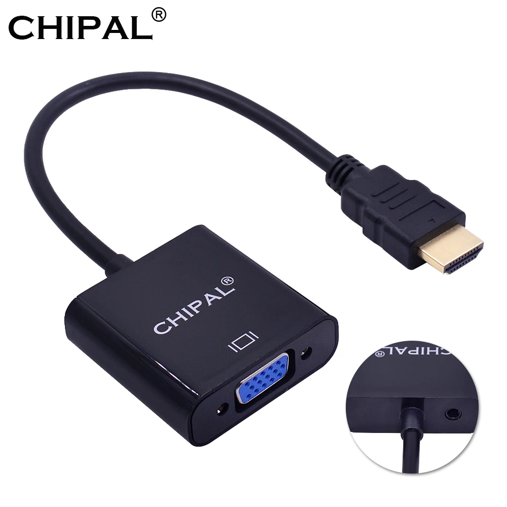 

CHIPAL For HDMI to VGA Converter HDMI2VGA Adapter with Audio Cable for PC Computer Laptop Desktop to 1080P HDTV Monitor Display