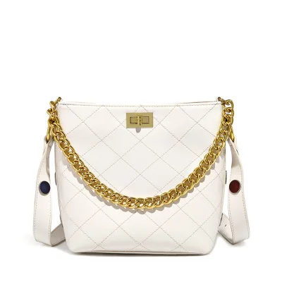 

DOODOO Mini Leather Crossbody Bags For Women 2019Lady with one shoulder slant across the chain handle bag bucket bag