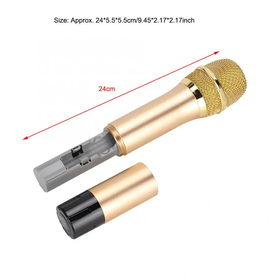 600 МГц-700 МГц UHF Ручной беспроводной микрофон с мини Bluetooth приемником Золотой микрофон для Ktv Dj речевой усилитель записи