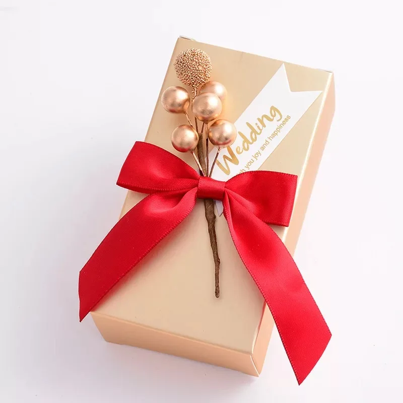 

50pcs lot Custom Gold Paper Anniversary Birthday Bridal shower favors and gifts boxes Wedding chocolate candy box for guests