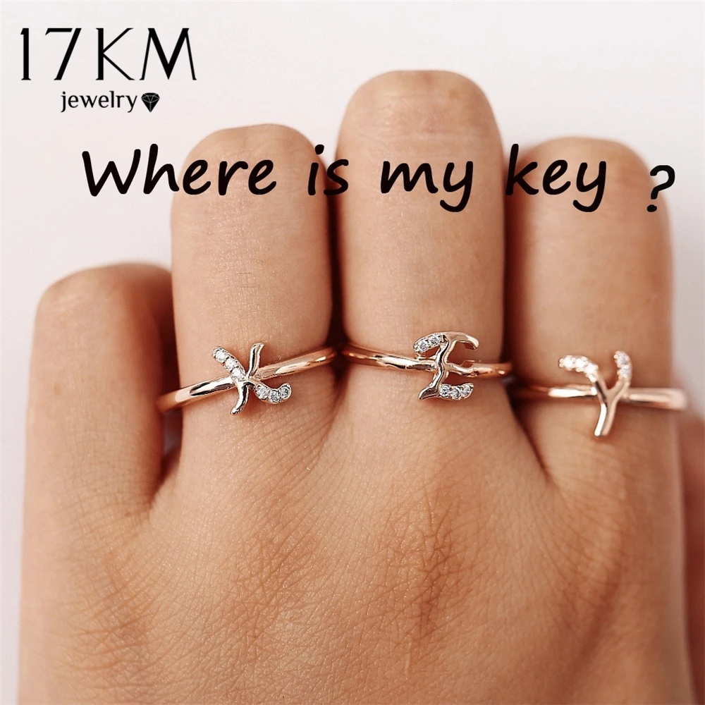 Fashion A-Z 26 Letter Rings For Women 2018 New Rose Gold Silver Color Engagement Wedding Name Ring Female Statement Jewelry 1PC