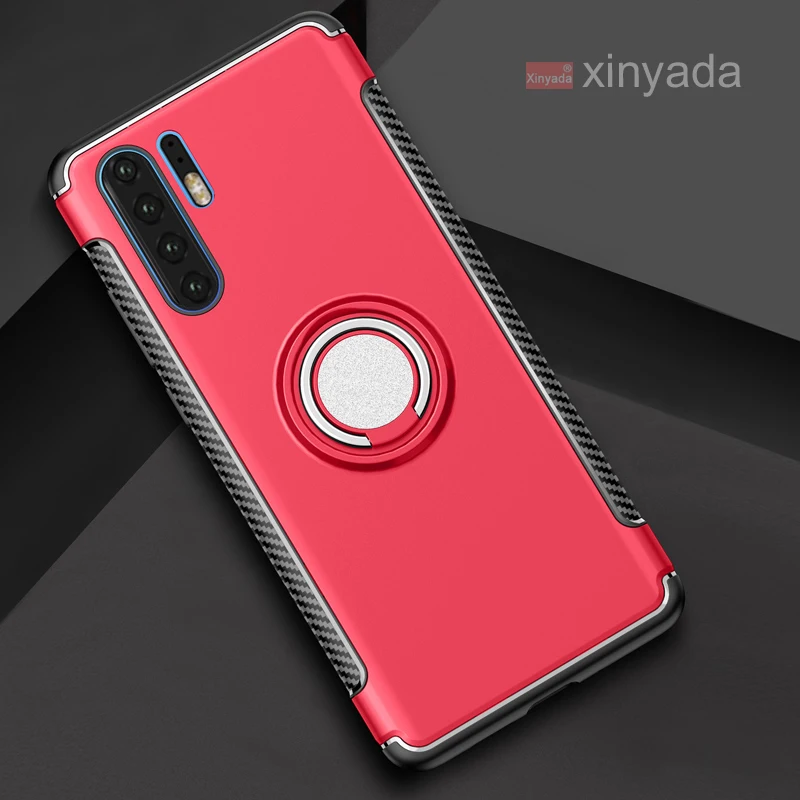

360 Ring Case For Huawei Mate 20 P30 Pro P30 Lite Nova 4E Cover PC Case luxury metal Magnetic Silicone magnet holder armor