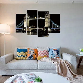 

FOUR PC NO FRAME London Bridge and London Tower Oil Painting Printed Oil Painting On Canvas Home Decor Wall Decor
