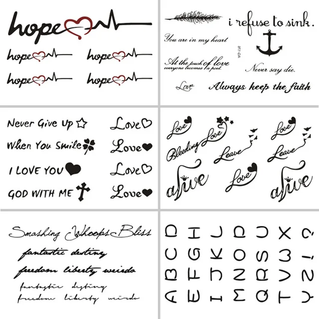 Wyuen Words Temporary Tattoo Stickers Letter Fake Tattoo Fors Kids On Body Art Anchor Waterproof Tatoo For Man Woman L 032 Wyuen Words Temporary Tattoo Stickers Letter Fake Tattoo Fors Kids On Body Art Anchor Waterproof Tatoo For Man Woman L 032