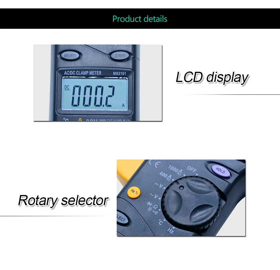 MASTECH MS2101 AC/DC 1000A цифровой зажим Цифровой мультиметр Гц/C клещи измеряется Емкость Частота температуры