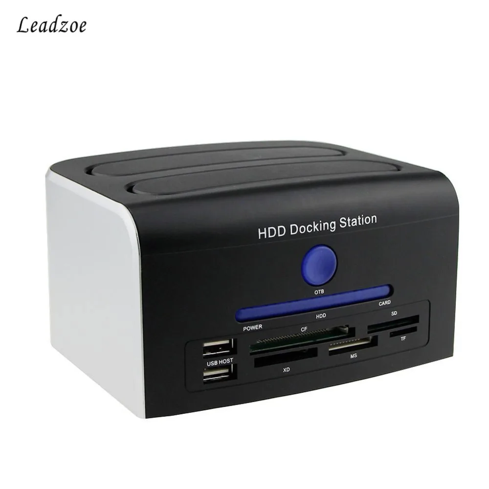 

Leadzoe USB 2.0 Multi-function 2.5" 3.5" SATA IDE HDD Docking Station Enclosure Dual Bay Hard Disk Drive Dock Esata SSD Adapter