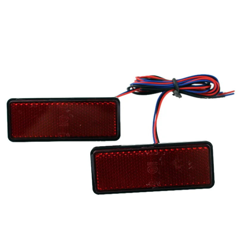 1PC Motorcycle Car Truck Trailer LED Reflector Rear Tail Brake Stop Marker Light Black Shell PMMA Lens 3 Wires For Yamaha