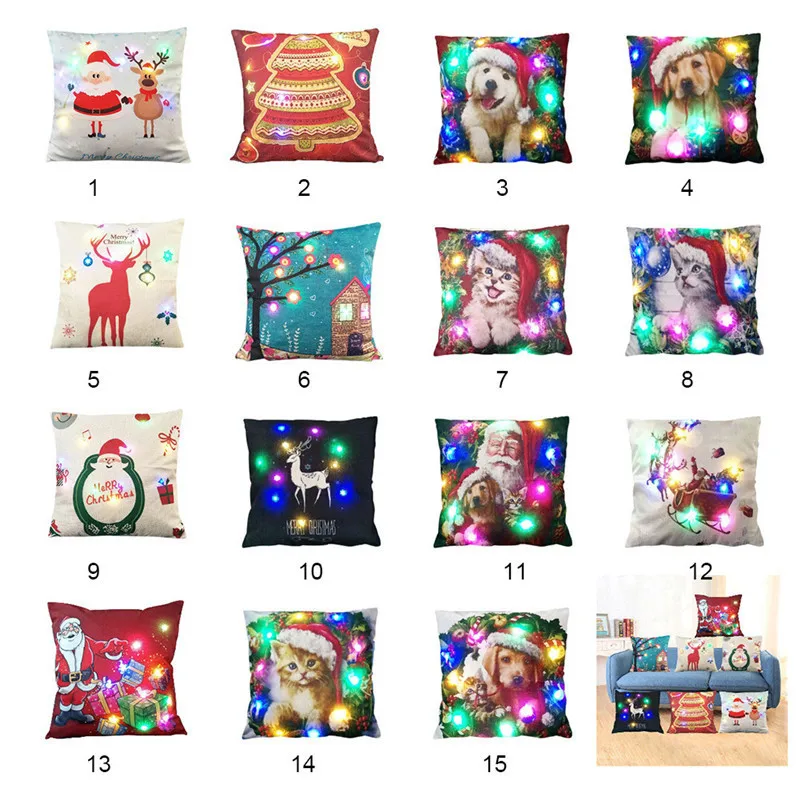 Рождественские чехлы со светодиодный Ной подсветкой 45x45 см|cushion cover|christmas pillow