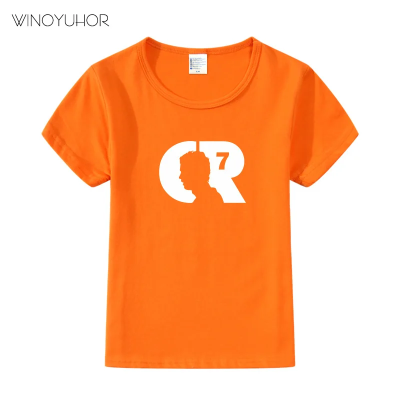 Kids CR7 Cristiano Ronaldo Print T-shirt Clothes Summer Casual Short Sleeve T Shirt Boys Girl Football Tshirt Cool Tee Tops - Цвет: Orange