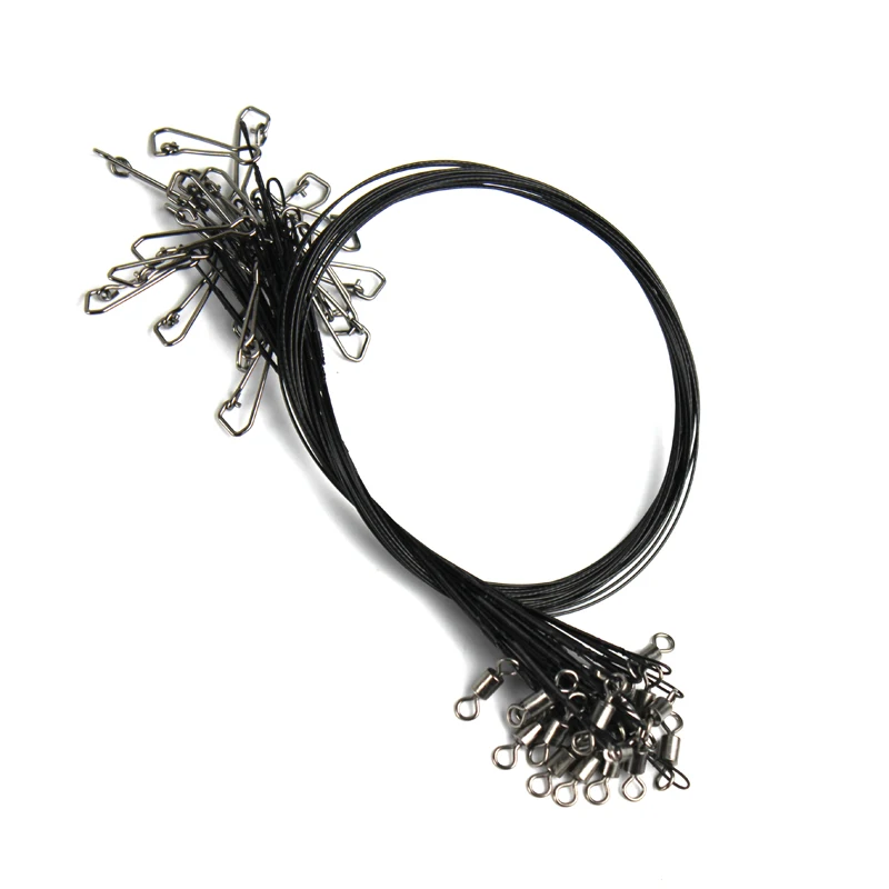 Tracer Fishing Wire Lures Leader Anti bite Swivel Tackle Accessories Black Snap 20Pcs Bait Hook Useful Durable