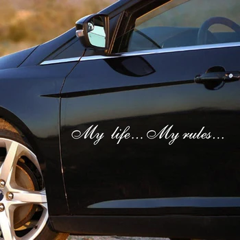 

Sticker 60*8.5cm My life...My rules... Fashion Text Auto Stickers Funny Vinyl window Styling Decal Motorcycle Sticker On window