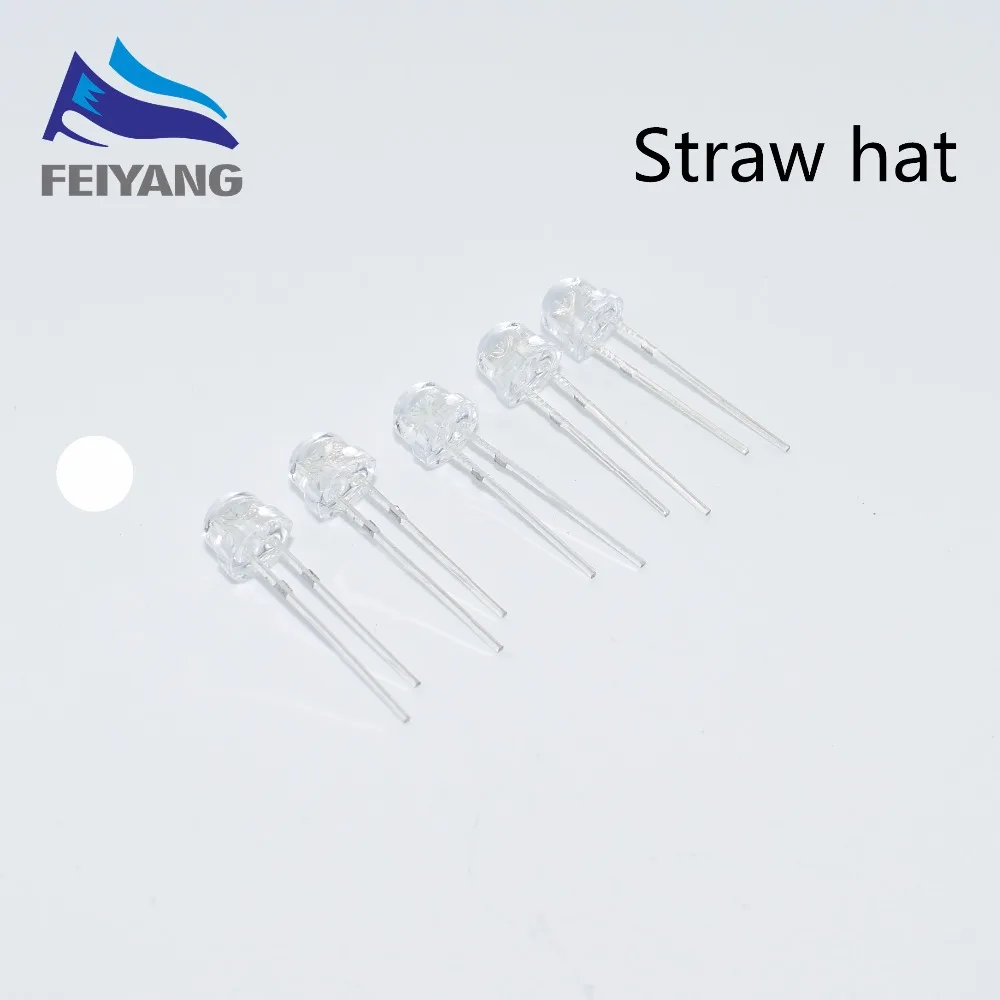 

100pc 5mm straw hat led diode yellow red blue green white (4.8mm) leds Warm white Orange IR-940nm Pink UV Purple Ice Blue RGB
