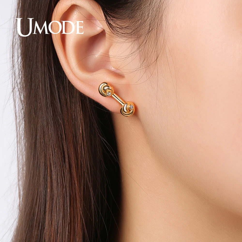 UMODE New Fashion Cute Knot Stud Earring for Women Trendy 925 Sterling Silver Jewelry CZ Crystal Boucle D'oreille Bijoux ULE0280