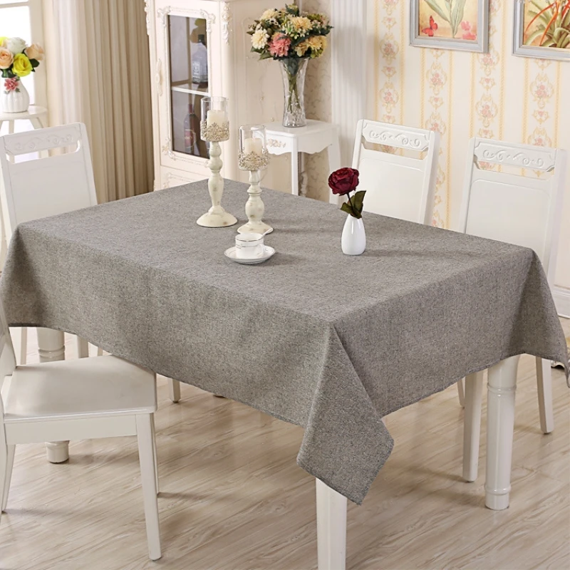 Simple Solid Style Table Cloths Natural Cotton Linen Rectanglar Dining