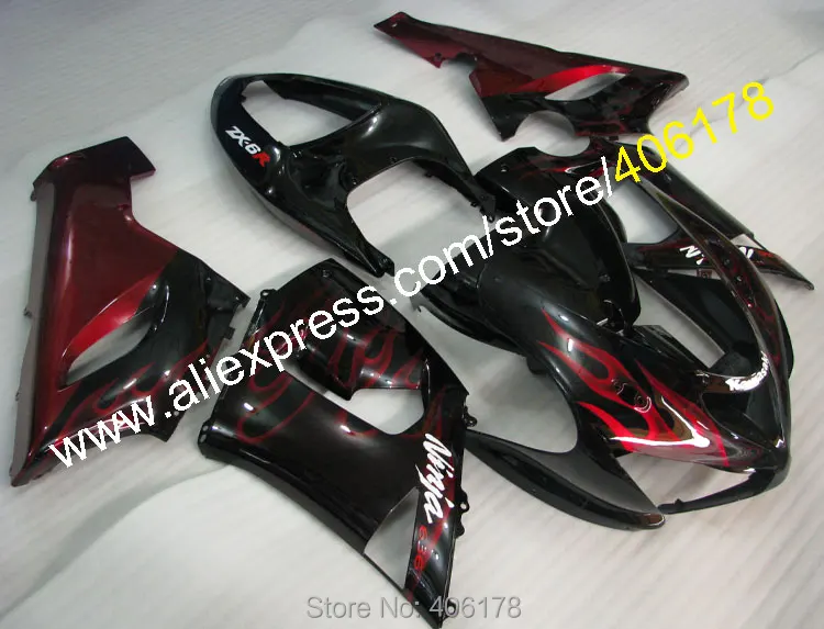 Мотоциклы подходят для ninja ZX-6R ZX 6R ZX6R 05 06 2005 2006 красное пламя ABS Обтекатели кузова(литье под давлением