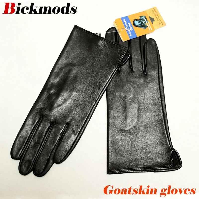 Кожаные перчатки из козьей кожи женские тонкие сенсорный экран прямой стиль без подкладки 100% овчины перчатки открытый водительские