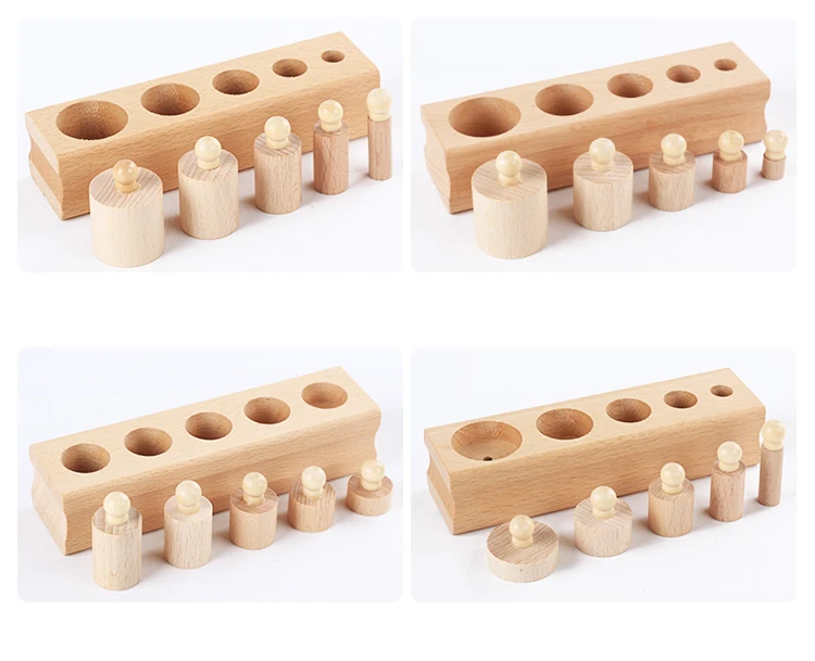 Logwood Wooden toys Montessori Educational Cylinder Socket Blocks Toy Baby Development Practice and Senses