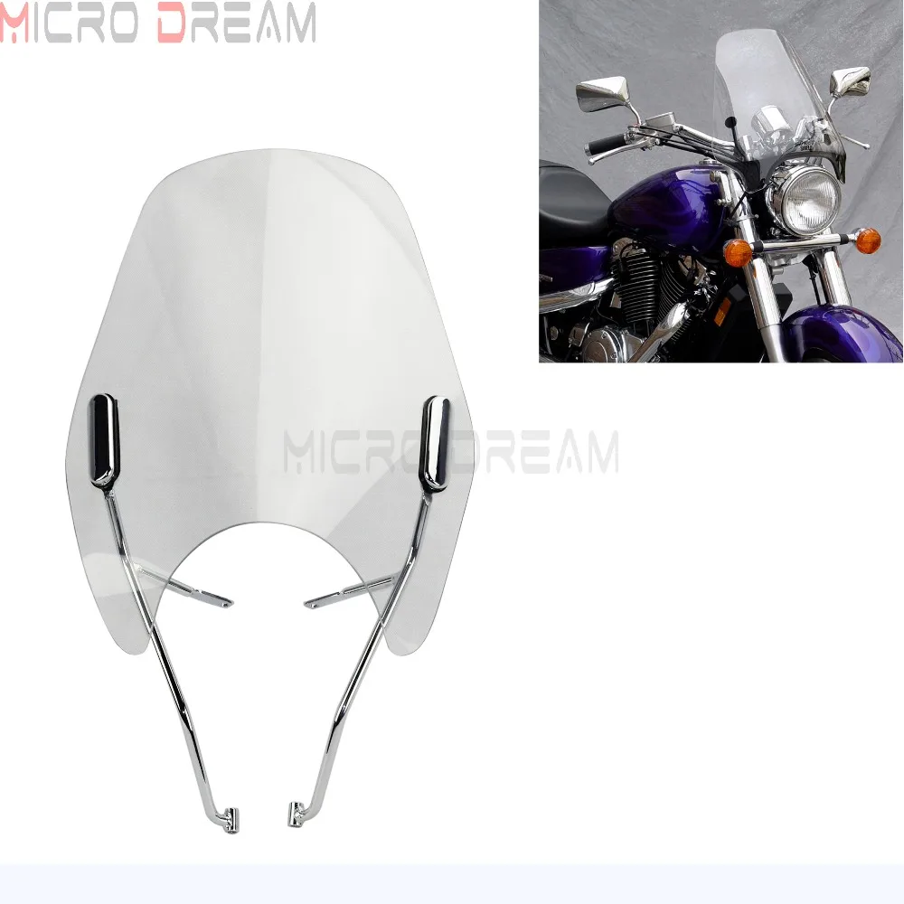 

PC Transparent Windscreen Motorcycles Windshield Wind Deflectors w/Bracket For 1998-2003 Honda Shadow 750 VT750