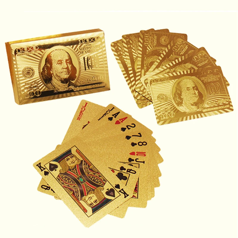 Golden Playing Card Deck Magic Trick 24K Gold Poker Plastic Playing