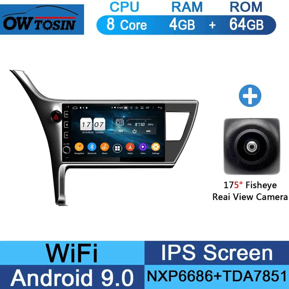 10," ips 8 Core 4G+ 64G Android 9,0 автомобильный DVD плеер gps мультимедийное радио для Защитные чехлы для сидений, сшитые специально для Toyota Corolla LHD CarPlay попугай - Цвет: 64G Fisheye Camera