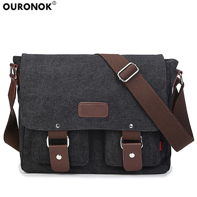 

OURONOK Canvas Shoulder Bag Fashion Oblique Leisure Travel Messenger Sling Satchel Bag Men/Women/Unisex Crossbody Casual Bookbag