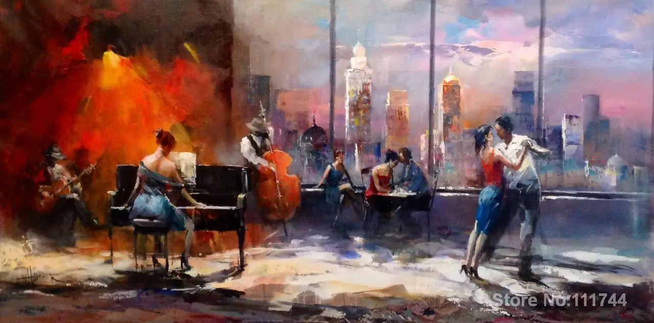 Art pour salon mur Jouer de la musique avec vue sur