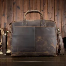 Роскошный европейский стиль натуральная Crazy Horse кожаная мужская сумка большая 1" Сумка для ноутбука винтажная натуральная кожа мужской портфель