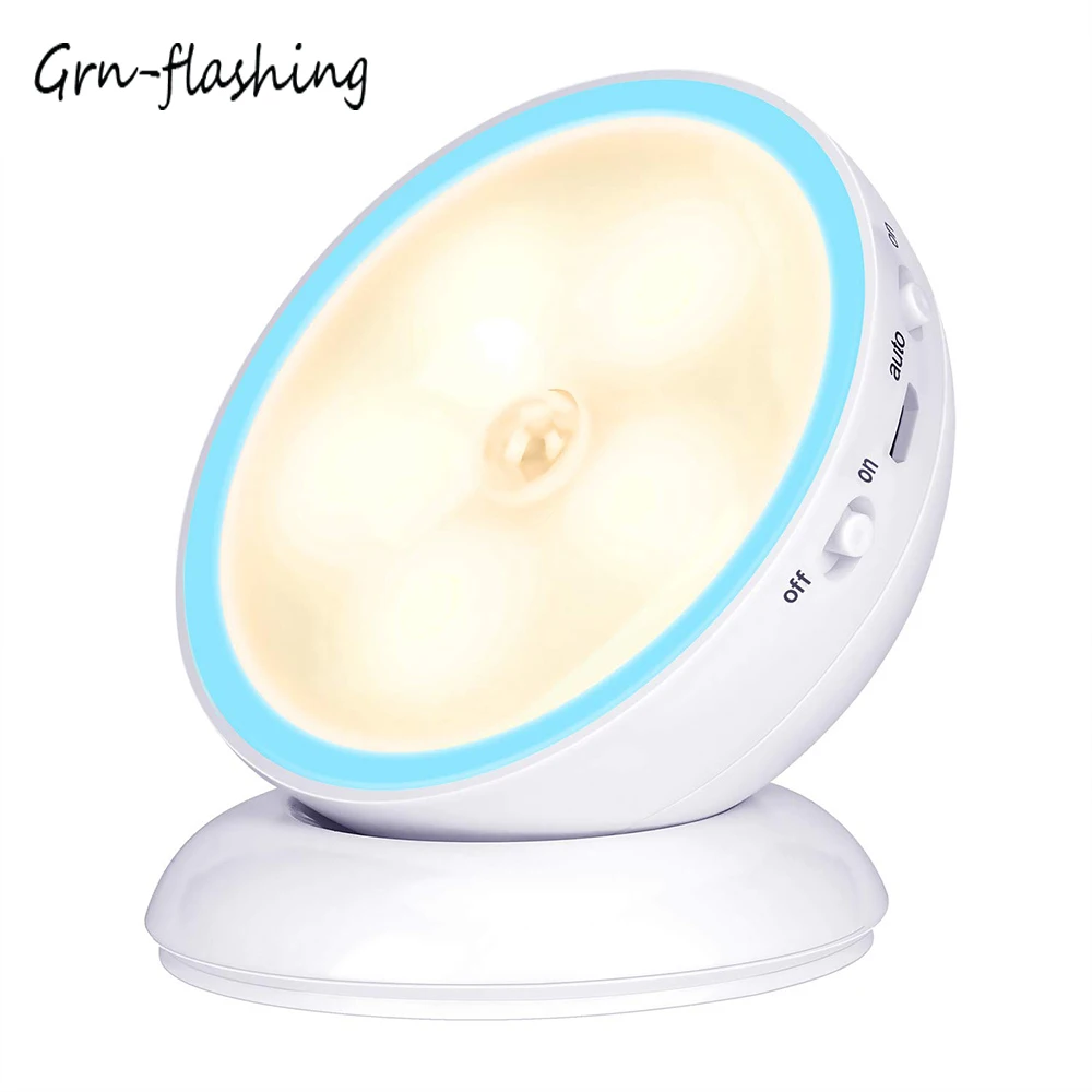 

360 Degree Rotating LED Motion Sensor Wall Night Light Rechargeable/Battery Powered Stick-Anywhere Nightlight For Closet Stairs