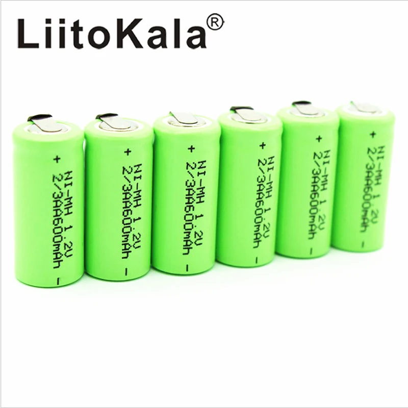 LiitoKala 2/3AA Ni-MH аккумулятор AA 1,2 V 600mAh аккумуляторная батарея с контактами