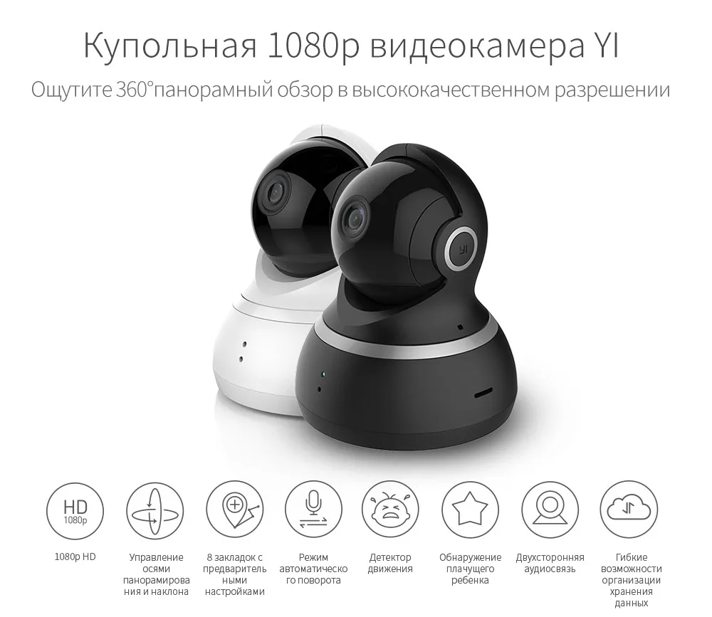 YI купол Камера 1080 P панорамирования/наклона/зум Беспроводной IP Видеоняни и радионяни видеонаблюдения Системы 360 градусах Ночное видение