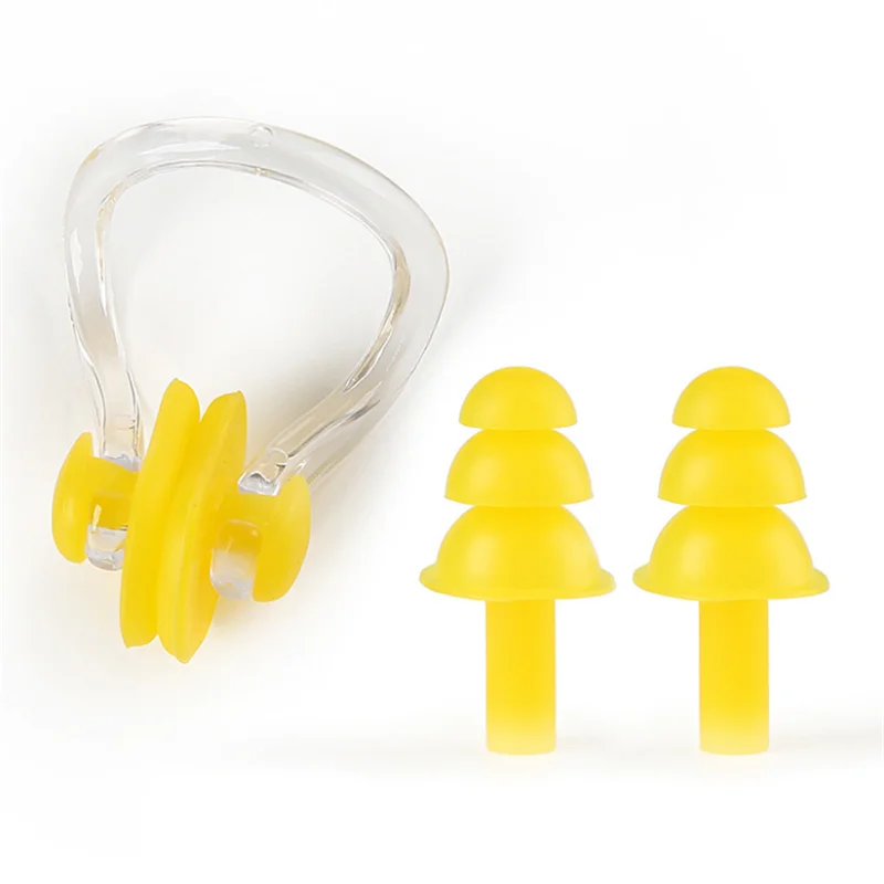 Soft Silicone Swimming Nose Clips + 2 Ear Plugs Earplugs Gear with a case box Set Pool Accessories Water Sports
