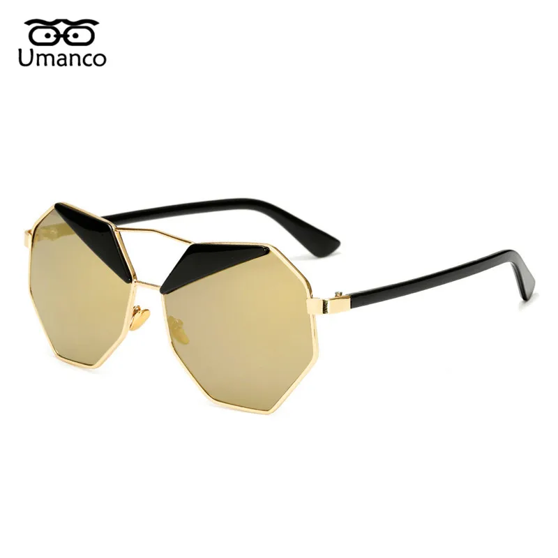 Umanco, Ретро стиль, металлические полигональные брови, солнцезащитные очки для мужчин и женщин, ослепительные градиентные очки, очки для вождения, уникальные очки пилота
