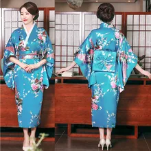 Пижамы из искусственного шелка, традиционное японское кимоно, летний халат с короткими рукавами для невесты, семейный халат, популярный весенний банный халат с павлином JXH02