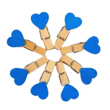 15 упаковок/Лот Синий Сердце Деревянный зажим миниатюрный зажим для бумаги Модный Специальный подарок офис и Школа Поставщик