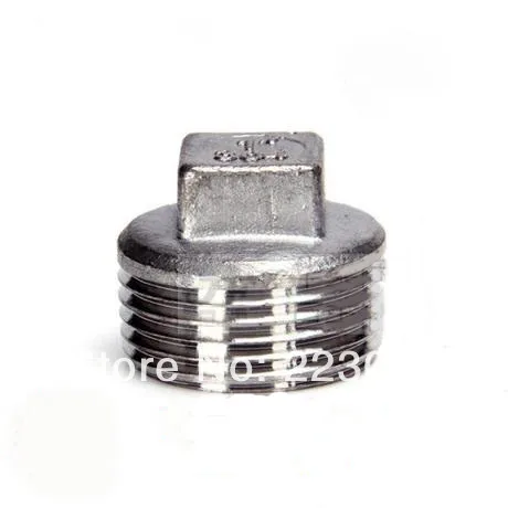 

Free shipping SS304 Stainless steel Square Head Pipe fitting Plug 3/4" Malleable male threaded 10pcs/lot