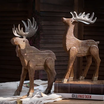 

Abstract Sculpture Figurine Ornaments Retro Reindeer Elk Office Home Decoration Accessories Modern Art Resin Decoration Craft